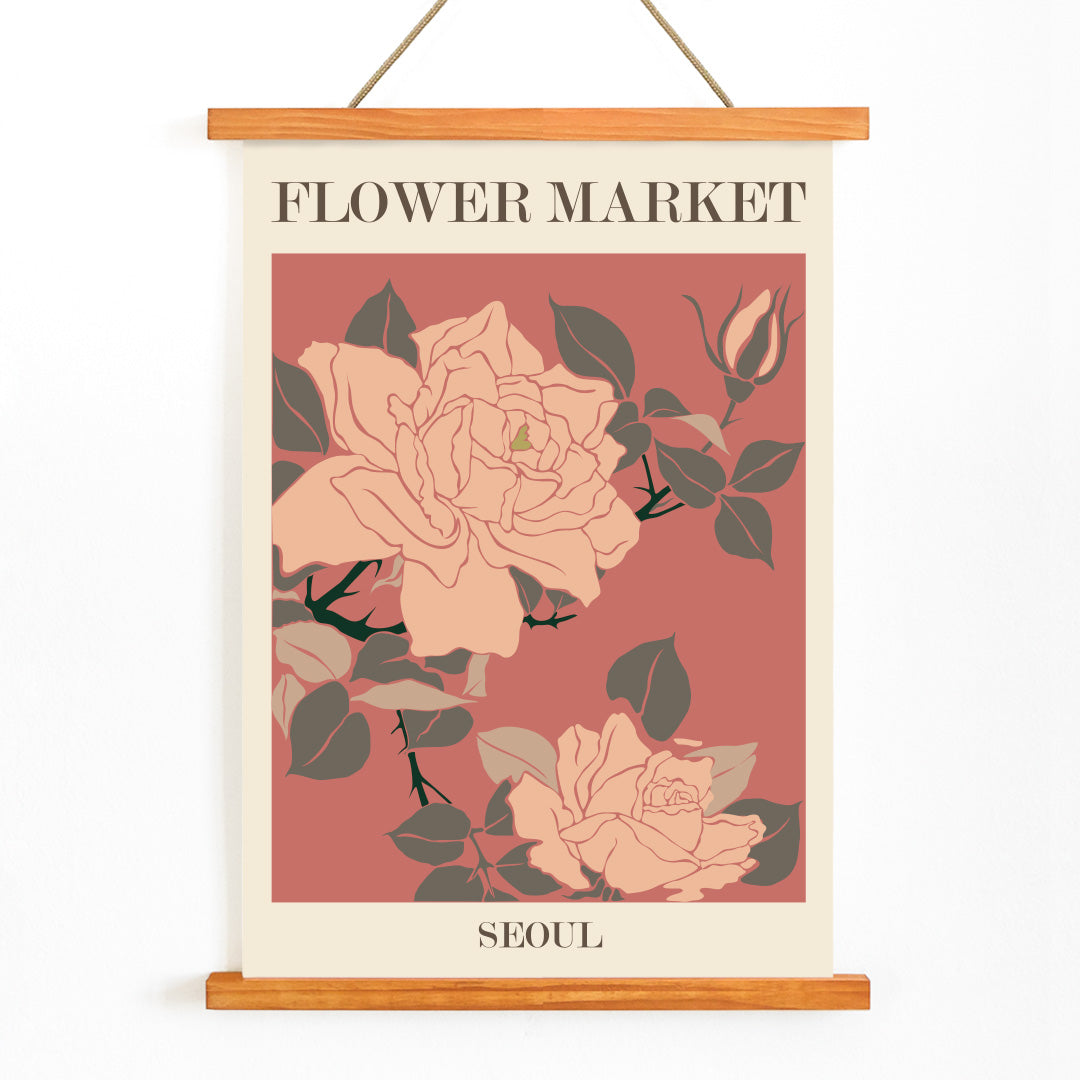 , with wooden magnetic frame on white background