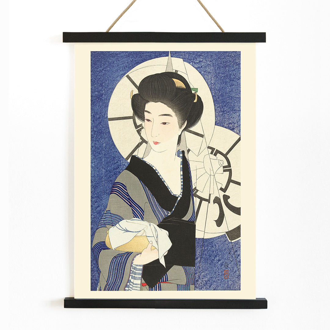 , with wooden magnetic frame on white background