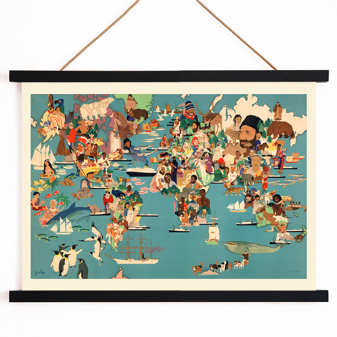 , with wooden magnetic frame on white background