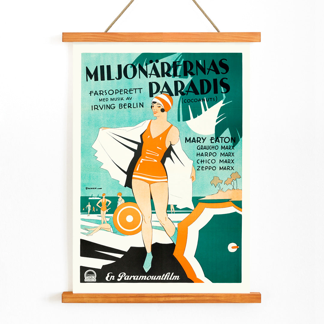 , with wooden magnetic frame on white background