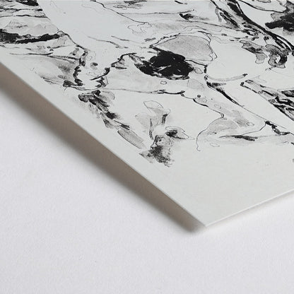 Closeup detail of Three acrobats in dynamic abstract black and white style by Arthur Bowen Davies poster depicting figures in motion