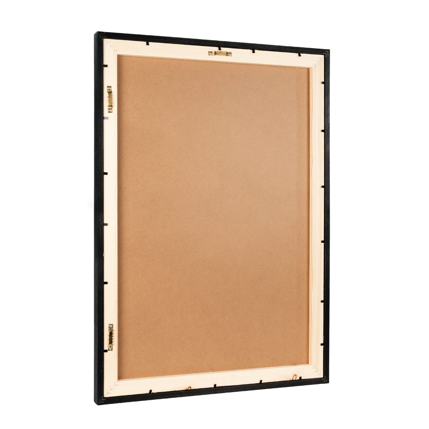 Black pine wood photo frame with elegant black finish, showcasing a classic and refined design suitable for displaying photos or artwork in home or office settings, full back picture