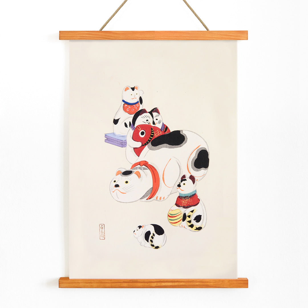 , with wooden magnetic frame on white background