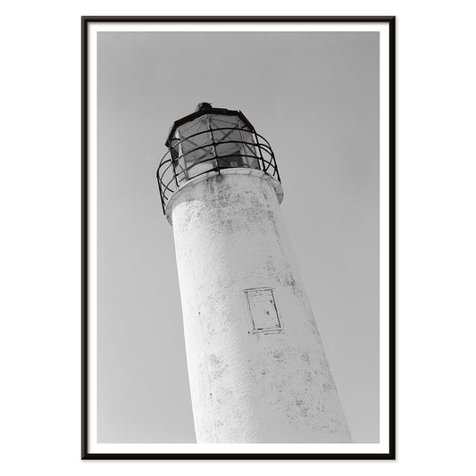 Cape Saint George Lighthouse in Apalachicola Franklin County FL black and white photo and poster titled Cape St George Lighthouse, with black aluminium frame on white background