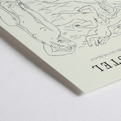 Closeup detail of Poster of Nude Women Swimming on the Beach by Leo Gestel in Post Impressionist Style at Seibu Museum of Art Tokyo