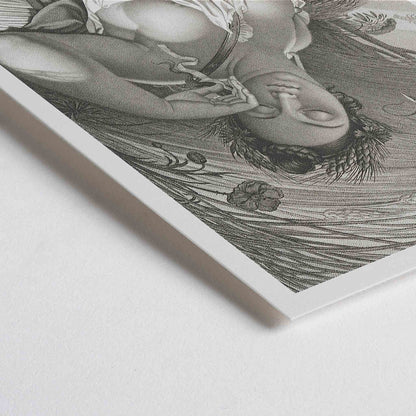 Closeup detail of Sleeping Woman by Salvatore Tresca serene woman sleeping in a lush natural setting with flowers and wheat poster