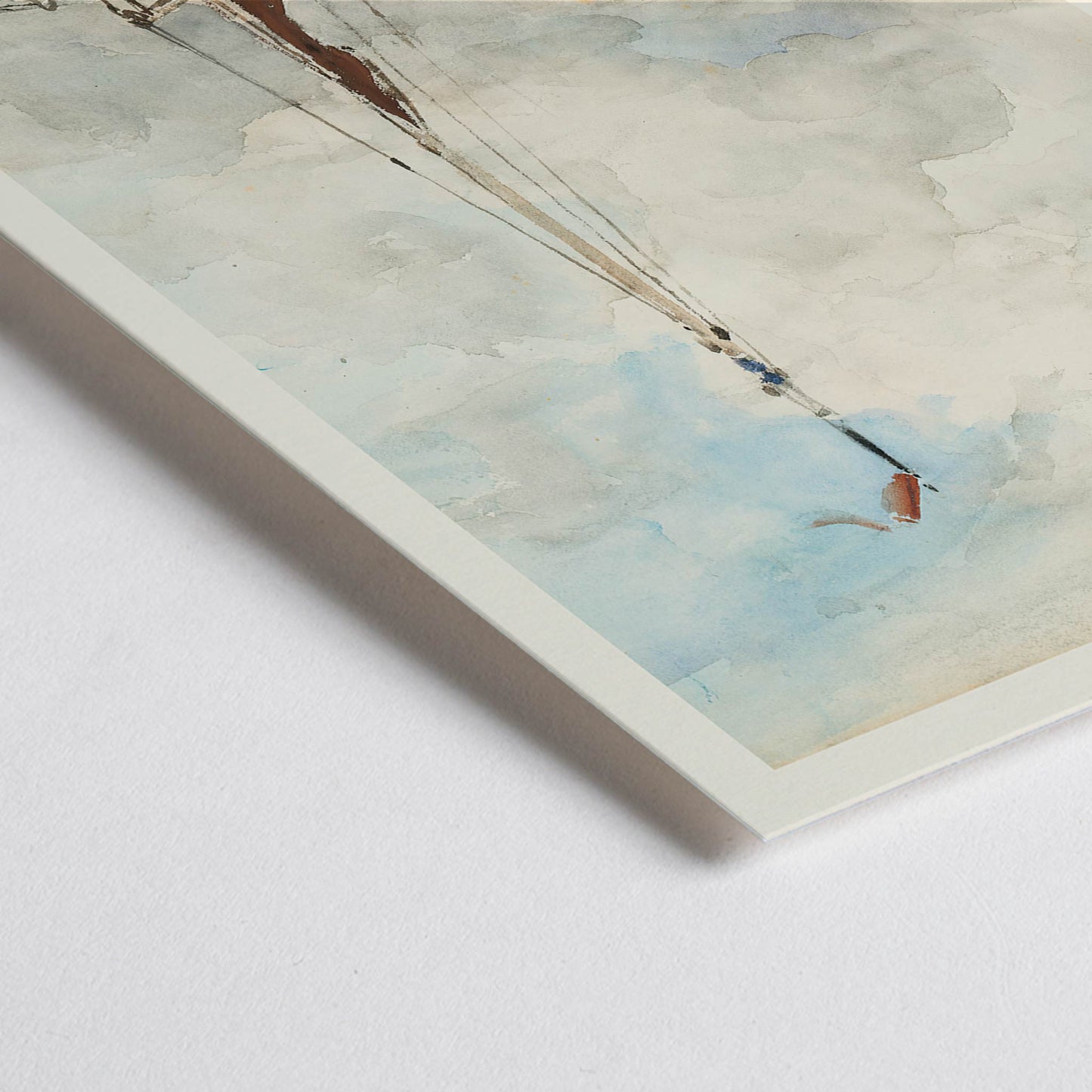 Closeup detail of Sail boat on sandy beach under cloudy sky artwork by Jacob Maris poster inspired by Sail boat on the beach